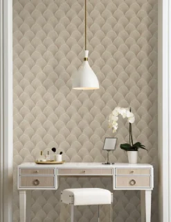 Candice Olson Natural Discovery Metallic Scallop Wallpaper - Beige