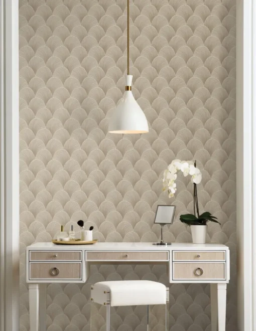 Candice Olson Natural Discovery Metallic Scallop Wallpaper - Beige