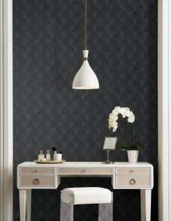 Candice Olson Natural Discovery Metallic Scallop Wallpaper - Black