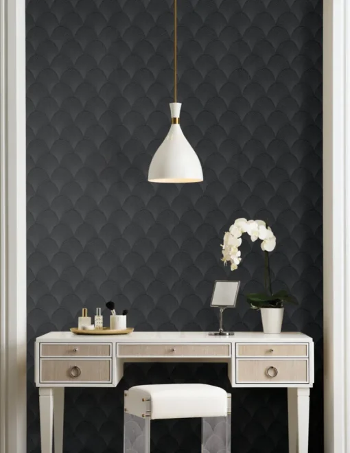Candice Olson Natural Discovery Metallic Scallop Wallpaper - Black