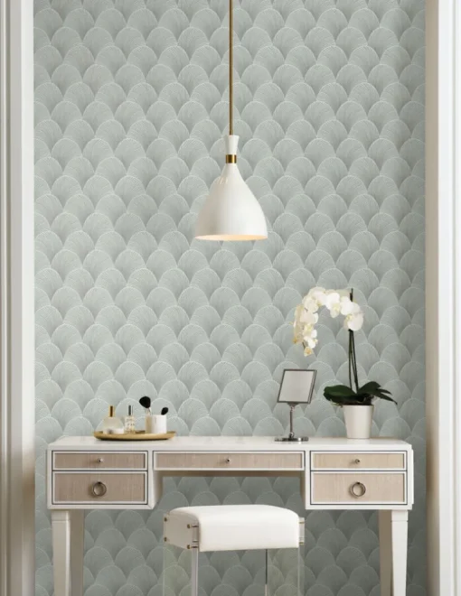 Candice Olson Natural Discovery Metallic Scallop Wallpaper - Light Green