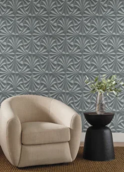 Candice Olson Natural Discovery Sculpted Fans Wallpaper - Charcoal