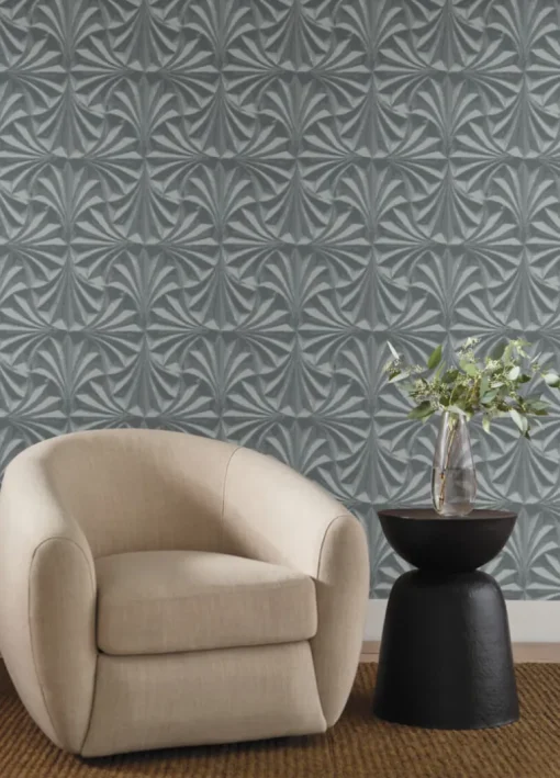 Candice Olson Natural Discovery Sculpted Fans Wallpaper - Charcoal