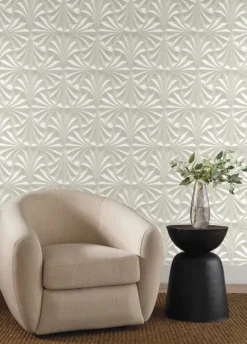 Candice Olson Natural Discovery Sculpted Fans Wallpaper - Ivory