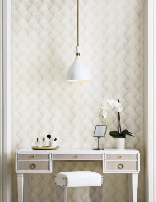 Candice Olson Natural Discovery Metallic Scallop Wallpaper - Black & White