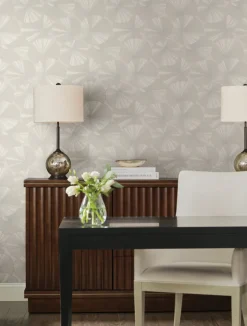 Candice Olson Natural Discovery Layered Lily Pads Wallpaper - Grey