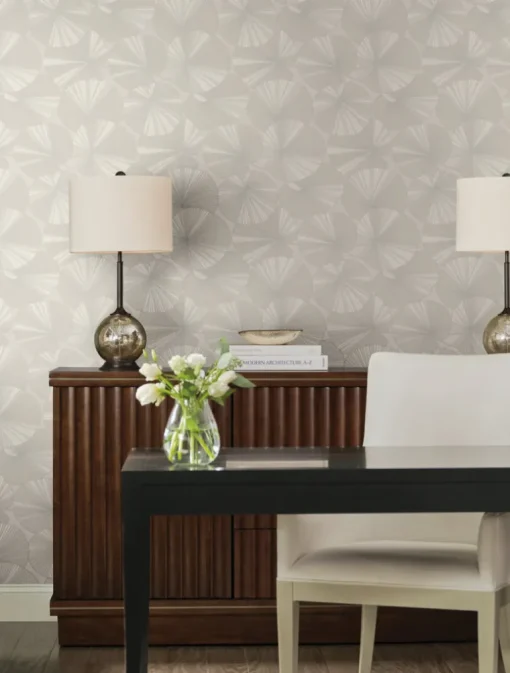 Candice Olson Natural Discovery Layered Lily Pads Wallpaper - Grey