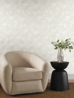 Candice Olson Natural Discovery Layered Lily Pads Wallpaper - White