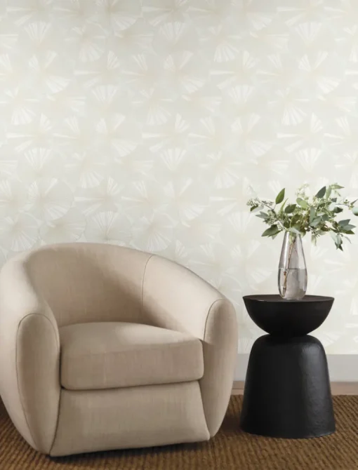 Candice Olson Natural Discovery Layered Lily Pads Wallpaper - White