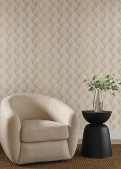 Candice Olson Natural Discovery Metallic Scallop Wallpaper - Beige