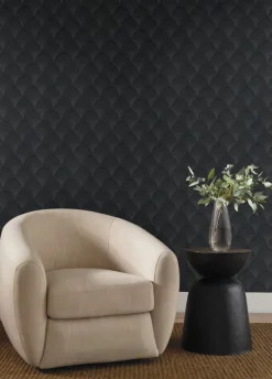 Candice Olson Natural Discovery Metallic Scallop Wallpaper - Black