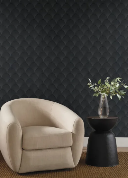Candice Olson Natural Discovery Metallic Scallop Wallpaper - Black