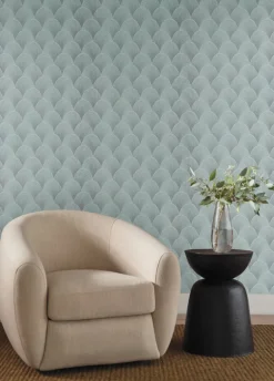 Candice Olson Natural Discovery Metallic Scallop Wallpaper - Blue Pearl