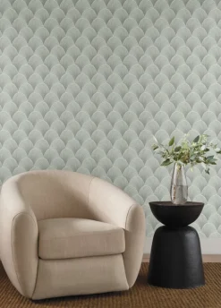 Candice Olson Natural Discovery Metallic Scallop Wallpaper - Light Green