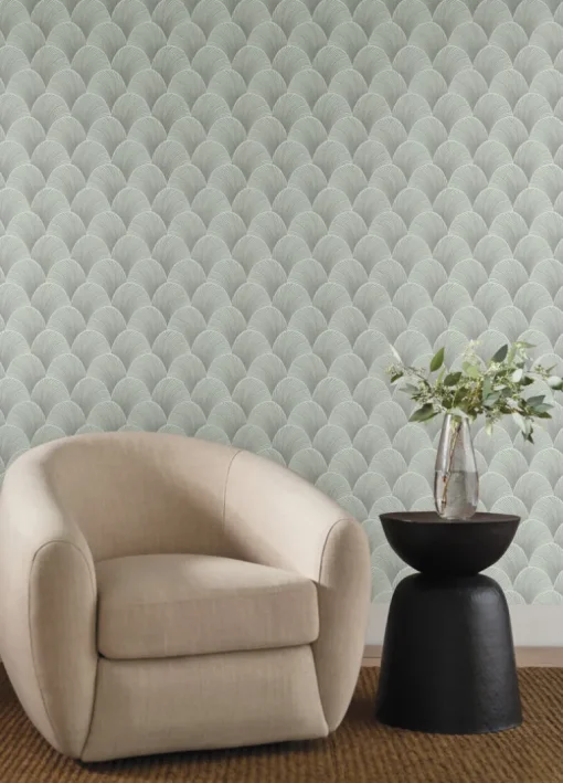 Candice Olson Natural Discovery Metallic Scallop Wallpaper - Light Green