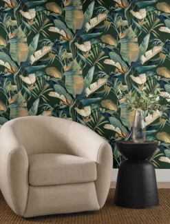 Candice Olson Natural Discovery Tropical Cabana Wallpaper - Green