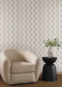 Candice Olson Natural Discovery Metallic Scallop Wallpaper - Black & White