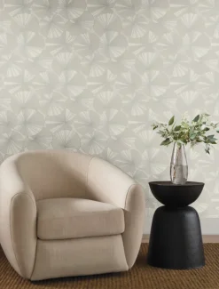 Candice Olson Natural Discovery Layered Lily Pads Wallpaper - Grey