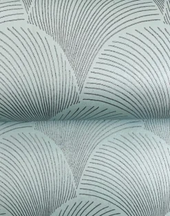Candice Olson Natural Discovery Metallic Scallop Wallpaper - Blue Pearl