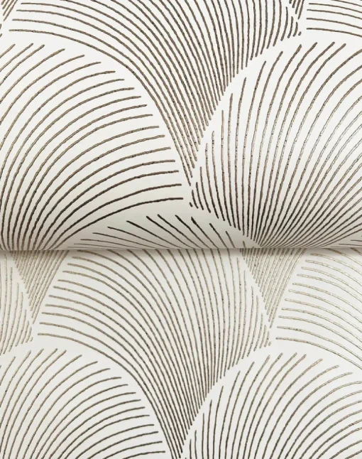 Candice Olson Natural Discovery Metallic Scallop Wallpaper - Black & White