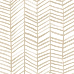 CatCoq Herringbone Peel & Stick Wallpaper - Tan & White
