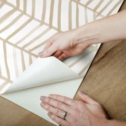 CatCoq Herringbone Peel & Stick Wallpaper - Tan & White