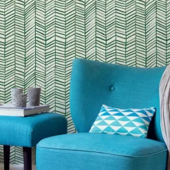 CatCoq Herringbone Peel & Stick Wallpaper - Green