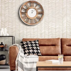 CatCoq Herringbone Peel & Stick Wallpaper - Tan & White