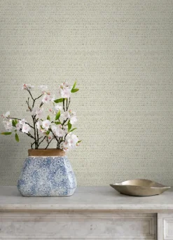 Chesapeake Blue Heron Balantine Weave Wallpaper - Bone