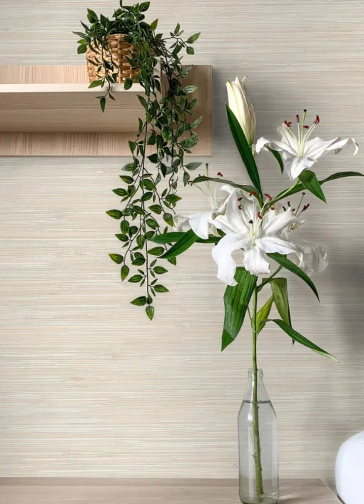 Chesapeake Blue Heron Grassweave Faux Grasscloth Wallpaper - Peach