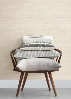 Chesapeake Blue Heron Grassweave Faux Grasscloth Wallpaper - Peach