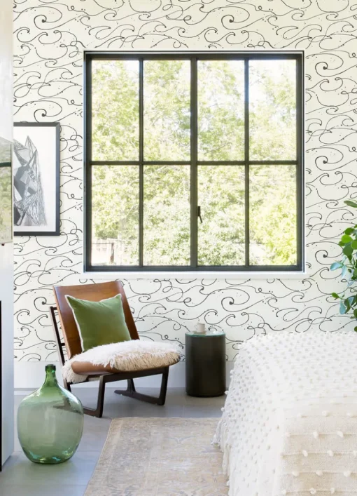 Chesapeake Blue Heron Kuroshio Ocean Wave Wallpaper - Charcoal