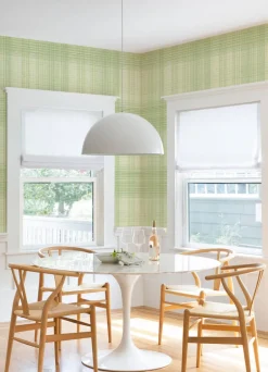 Chesapeake Blue Heron Madras Plaid Wallpaper - Green
