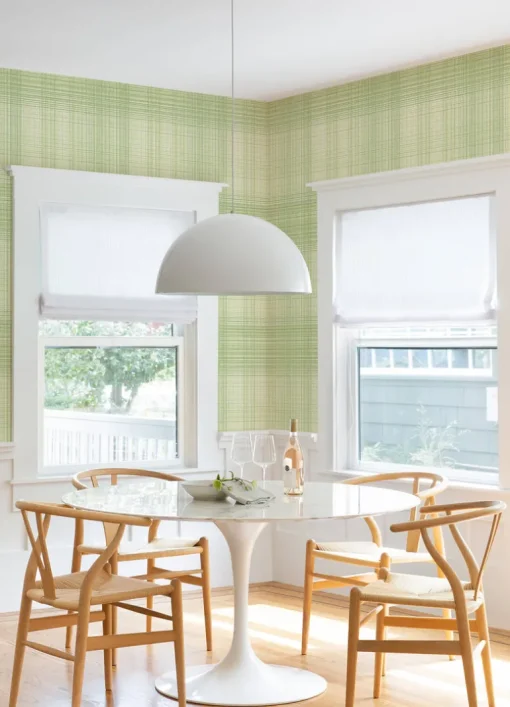 Chesapeake Blue Heron Madras Plaid Wallpaper - Green