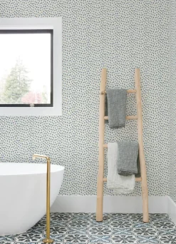 Chesapeake Blue Heron Sand Drips Painted Dots Wallpaper - Blue