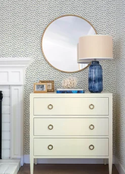 Chesapeake Blue Heron Sand Drips Painted Dots Wallpaper - Blue