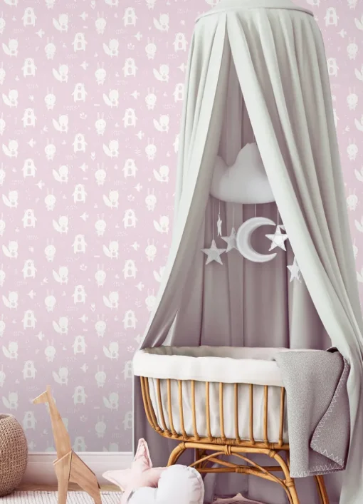 Chesapeake Fable Bitsy Woodland Wallpaper - Pink