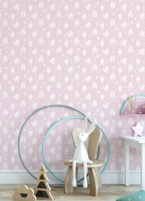 Chesapeake Fable Bitsy Woodland Wallpaper - Pink
