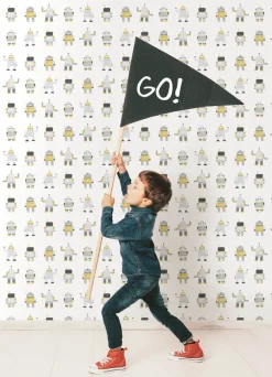 Chesapeake Fable Callum Robots Wallpaper - Gold