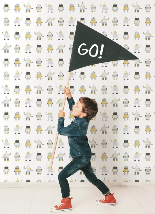 Chesapeake Fable Callum Robots Wallpaper - Gold