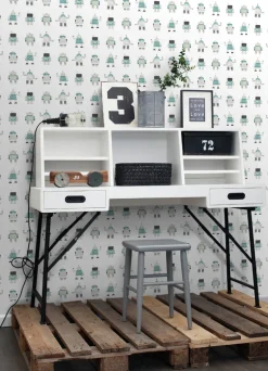 Chesapeake Fable Callum Robots Wallpaper - Teal