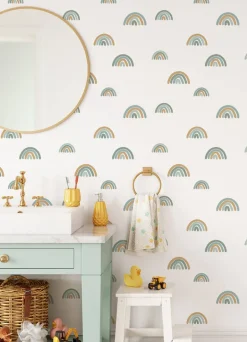 Chesapeake Fable Joss Rainbow Wallpaper - Teal