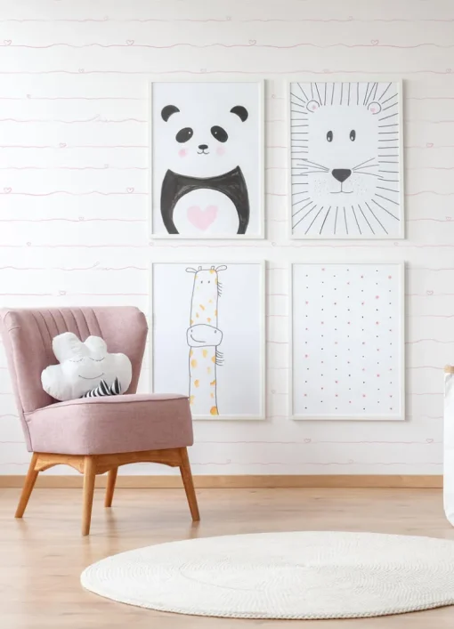 Chesapeake Fable Love and Hearts Script Wallpaper - Pink