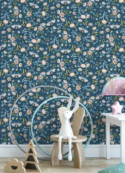 Chesapeake Fable Zev Butterfly Wallpaper - Blue