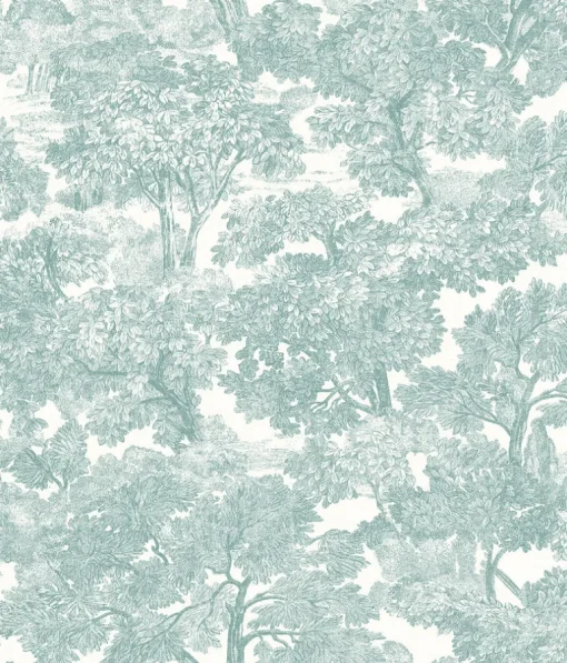 Chesapeake Farmhouse Spinney Toile Wallpaper - Teal