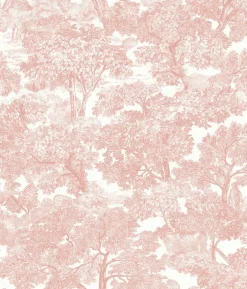 Chesapeake Farmhouse Spinney Toile Wallpaper - Rose
