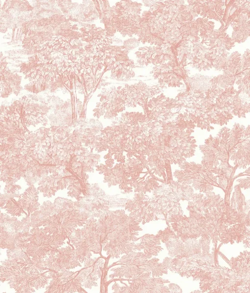 Chesapeake Farmhouse Spinney Toile Wallpaper - Rose