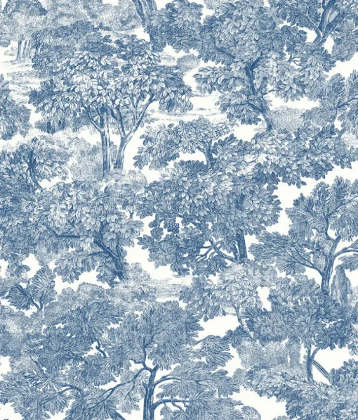 Chesapeake Farmhouse Spinney Toile Wallpaper - Blue