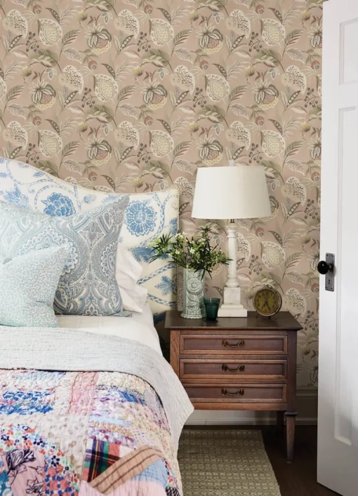 Chesapeake Kinfolk Bohemian Jacobean Wallpaper - Blush