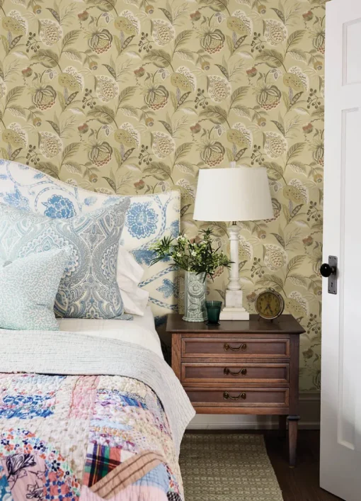 Chesapeake Kinfolk Bohemian Jacobean Wallpaper - Mustard